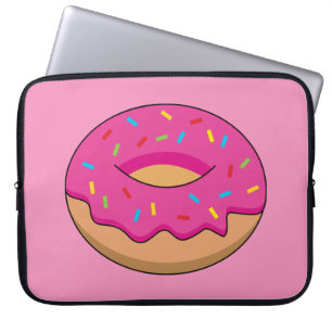 Tecknad jordgubbsdonut med strössel laptop fodral