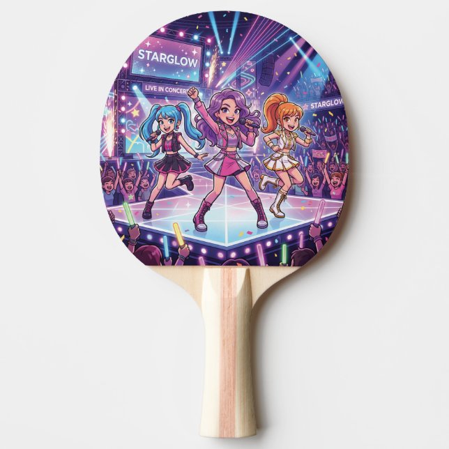 Tecknad JPop-tjejgrupp Pingisracket (Framsidan)