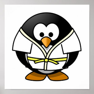 Tecknad Judo Penguin Poster