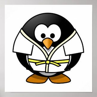 Tecknad Judo Penguin Poster