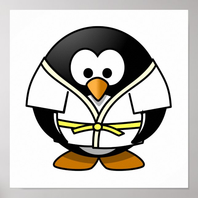 Tecknad Judo Penguin Poster (Framsidan)