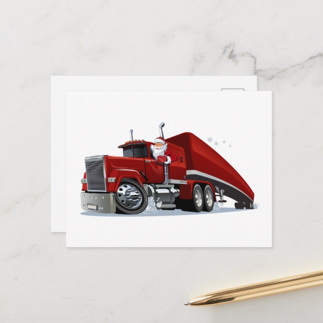 Tecknad jul lastbil vykort (Fram/Back In Situ)