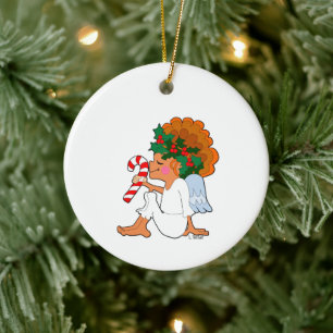 Tecknad Julgel med Candy cane Ornament