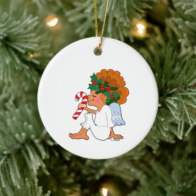 Tecknad Julgel med Candy cane Ornament (Träd)