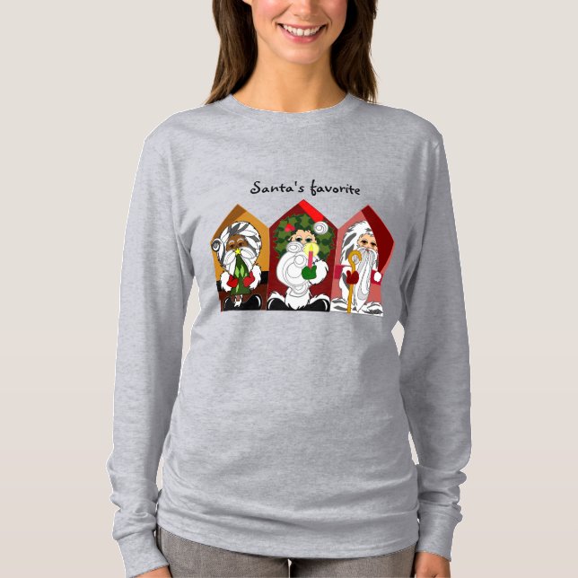 Tecknad jultomte Anpassade T Shirt (Framsida)