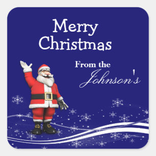 Tecknad Jultomten Juletiketter Fyrkantigt Klistermärke