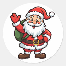 Tecknad Jultomten Roligt - julillustration Runt Klistermärke