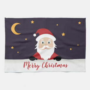 Tecknad Jultomten som önskar God jul Kökshandduk