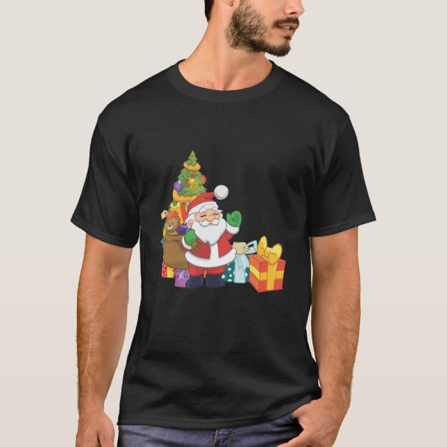 Tecknad jultomten t shirt (Framsida)