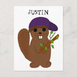 Tecknad Justin Beaver Vykort