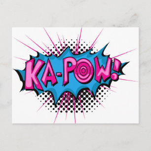 Tecknad Ka-Pow! Vykort