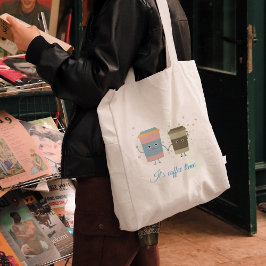 Tecknad kaffe koppar Tote Bag Tygkasse