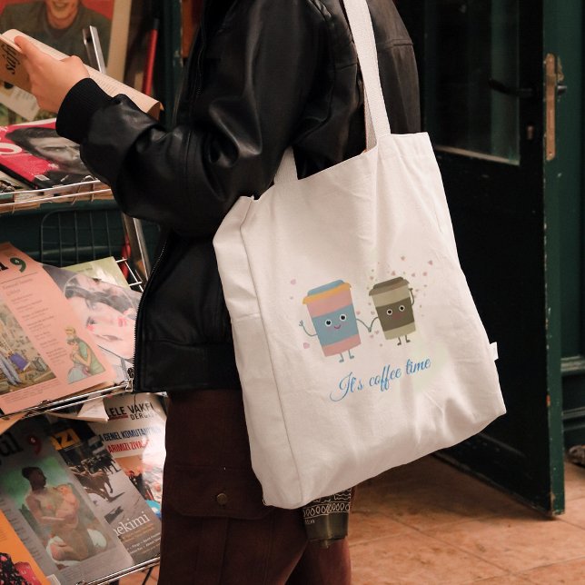 Tecknad kaffe koppar Tote Bag Tygkasse (Cartoon coffee cups Tote Bag
)