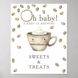 Tecknad kaffebarn baby shower GODS OCH GODIS Poster