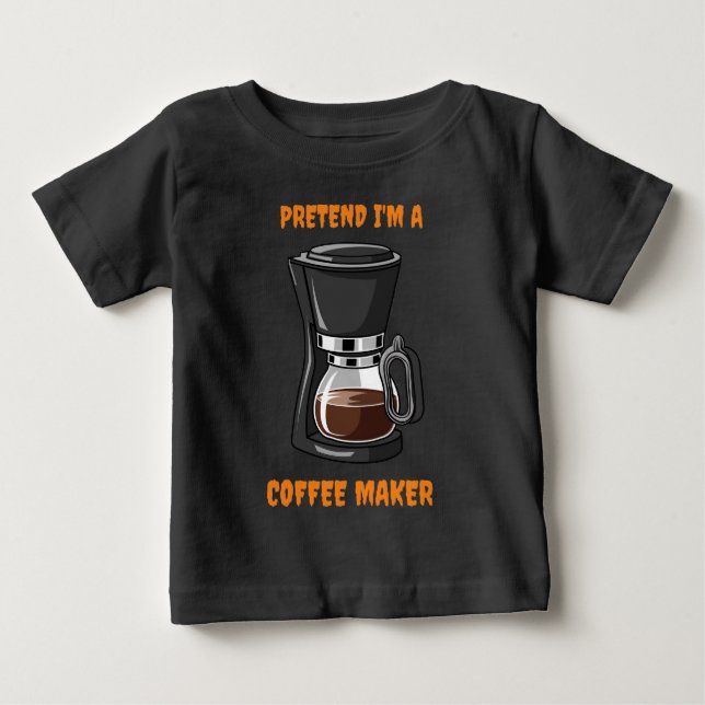 tecknad kaffebryggare, enkel kostym svart t shirt (Framsida)