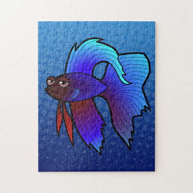 Tecknad kampfisk / siamesisk kampfisk pussel (Vertikal)