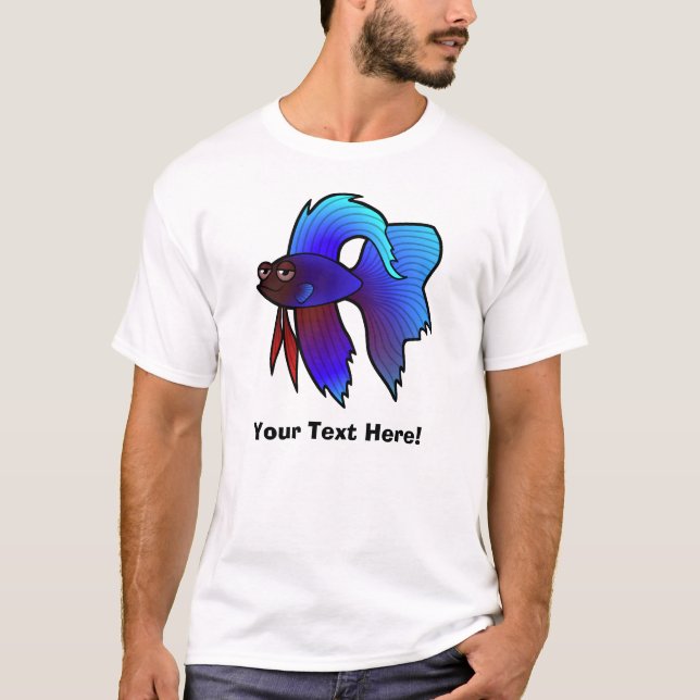 Tecknad kampfisk / siamesisk kampfisk t-shirt (Framsida)