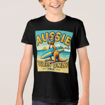 Tecknad Kangaroo Surfing Graphic Tee for Beach Lov