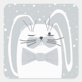 Tecknad kanin, symbol 2023. fyrkantigt klistermärke