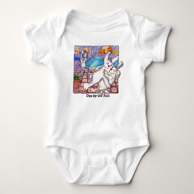 Tecknad Kaniner "Dips by Bassäng" baby Tee Shirt (Framsida)