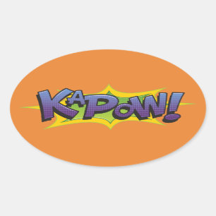 Tecknad KaPow! Ovalt Klistermärke