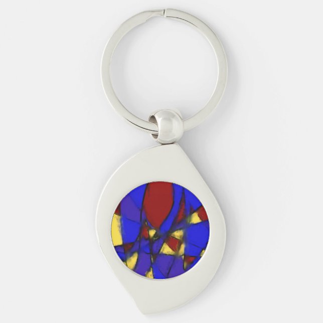 Tecknad Kärlek Swirl Silverfärgad Nyckelring (Framsidan)