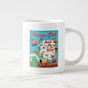 Tecknad Karta av Arizona Jumbo Mugg
