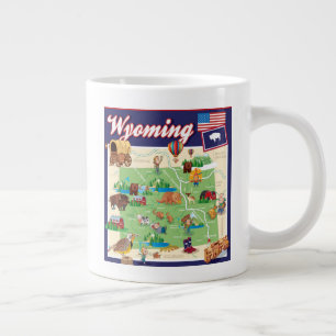 Tecknad Karta av Wyoming Jumbo Mugg