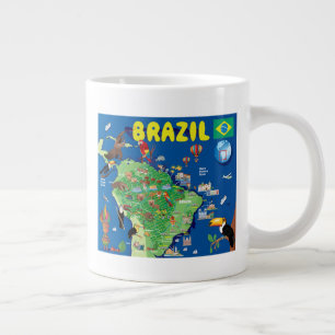Tecknad Karta i Brasilien Jumbo Mugg