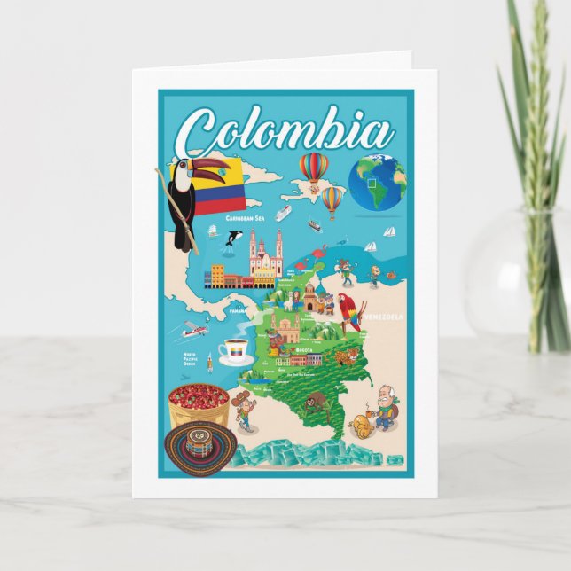 Tecknad Karta i Colombia Kort (Framsida)