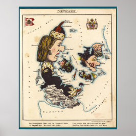 Tecknad Karta i Danmark (1868) Poster