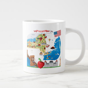 Tecknad Karta i delstaten New York Jumbo Mugg