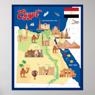 TECKNAD KARTA i EGYPTENEN Poster