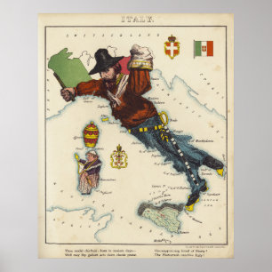 Tecknad Karta i Italien (1868) Poster