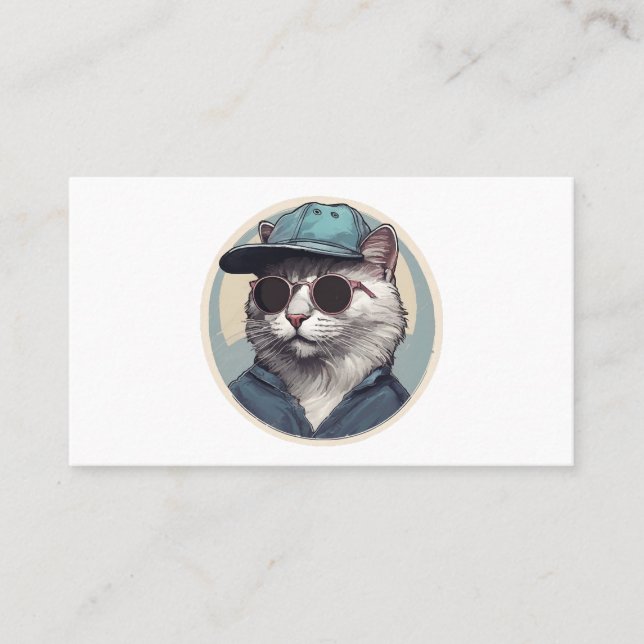 Tecknad katt med solglasögon visitkort (Framsida)