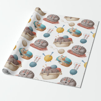 Tecknad Katt och garn Presentpapper