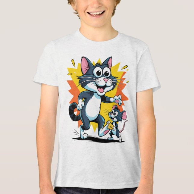Tecknad - Katt- och muschas T Shirt (Framsida)