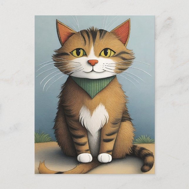 Tecknad katt vykort (Framsida)