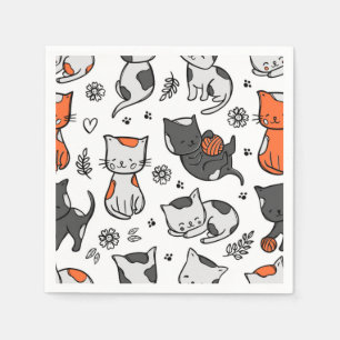 Tecknad kattillustration pappersservett