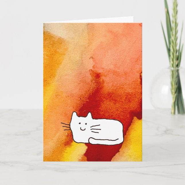 Tecknad kattklotter Linjeteckning Grattiskort Kort (Framsida)