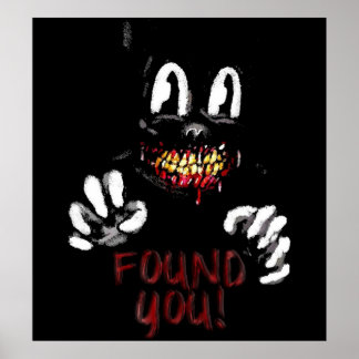 Tecknad Kattskräck Creepy Cat hittade dig Hallowee Poster