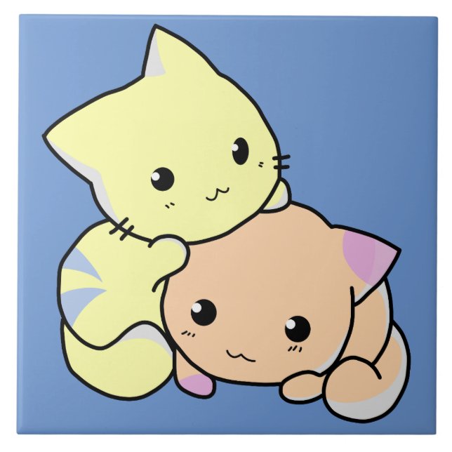 tecknad kattungar av keramiskt material kakelplatta (Framsidan)