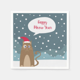 Tecknad kattunge, jultomatkatt pappersservett