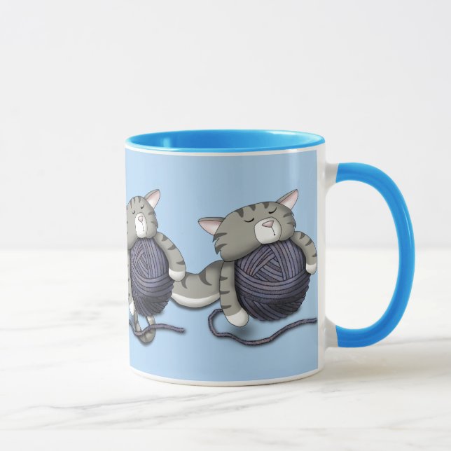 Tecknad Kattunge med boll av garn Mugg (Höger)