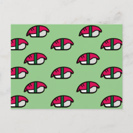 Tecknad Kawaii Sushi, Fisk Ris & Tång Postkort Vykort