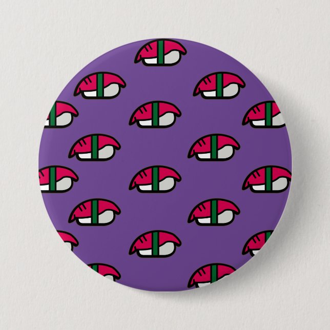 Tecknad Kawaii Sushi, knappen Ris och Sjögräs Knapp (Framsida)