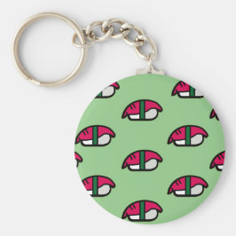 Tecknad Kawaii Sushi, Nyckelkedjan för fisk och Ri Fyrkantig Silverfärgad Nyckelring