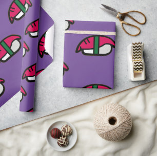 Tecknad Kawaii Sushi, Ris och Sjögräs Presentpapper