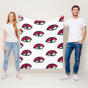 Tecknad Kawaii Sushi, Ris & Sjögräs Fleecefilt