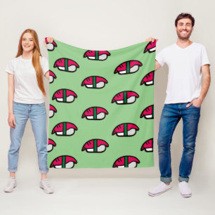 Tecknad Kawaii Sushi, Ris & Sjögräs Fleecefilt